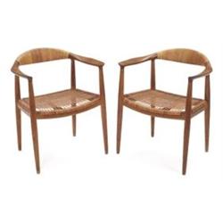 Hans Wegner chairs, pair, by Johannes Hansen