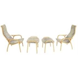 Yngve Ekstrom lounge chairs and ottomans, pair