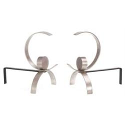 1950s andirons, aluminum and iron forms