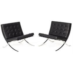Ludwig Mies van der Rohe Barcelona chairs, pair