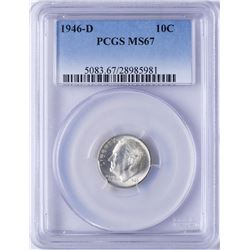 1946-D Roosevelt Dime Coins PCGS MS67