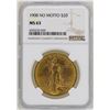 Image 1 : 1908 $20 No Motto St. Gaudens Double Eagle Gold Coin NGC MS63