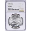 Image 1 : 1881-S $1 Morgan Silver Dollar Coin NGC MS66