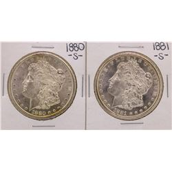 Lot 1880-S & 1881-S $1 Morgan Silver Dollar Coins