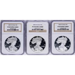 Lot of 2003-W to 2005-W $1 American Silver Eagle Proof Coins NGC PF69 Ultra Came