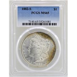 1882-S $1 Morgan Silver Dollar Coin PCGS MS65