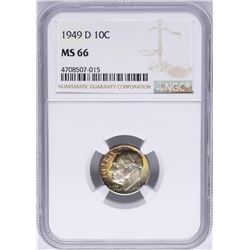 1949-D Roosevelt Dime Coin NGC MS66 AMAZING Toning