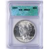 Image 1 : 1924 $1 Peace Silver Dollar Coin ICG MS62