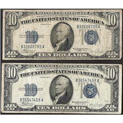 Lot of (2) 1934C $10 Silver Certificate Notes