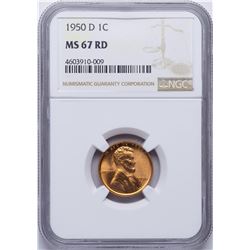 1950-D Lincoln Wheat Cent Coin NGC MS67RD