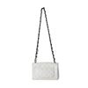 Image 3 : Chanel White Single Flap Bag with Black Hardware