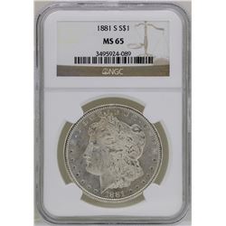 1881-S $1 Morgan Silver Dollar Coin NGC MS65