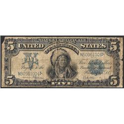 1899 $5 Indian Chief Silver Certificate Note-Pinholes & Corner Missing
