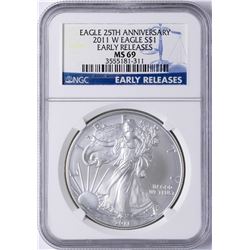 2011-W $1 American Silver Eagle Coin NGC MS69 Early Releases
