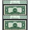 Image 2 : Lot of (2) Consecutive 1899 $1 Black Eagle Silver Certificate Notes PCGS New 62