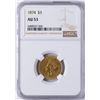 Image 1 : 1874 $3 Indian Princess Head Gold Coin NGC AU53
