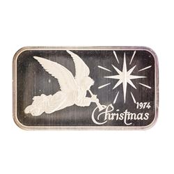 1974 Christmas Madison Mint 1 oz .999 Fine Silver Art Bar