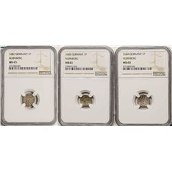 Lot of 1682-1684 Germany Nurnberg Pfennig Coins NGC MS63