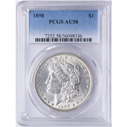 1898 $1 Morgan Silver Dollar Coin PCGS AU58