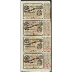 Uncut Sheet of (4) State of Louisiana Baby Bond Obsolete Notes