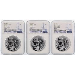 Lot of (3) 2018 Niue $2 Star Wars Stormtrooper Silver Coins NGC MS69 Early Relea