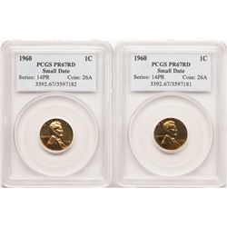 Lot of (2) Proof Lincoln Wheat Cent Coins PCGS PR67RD Small Date
