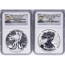 2013-W $1 West Point American Silver Eagle Coin Set NGC PF70/SP70