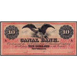 1800's $10 Canal Bank New Orleans Obsolete Bank Note