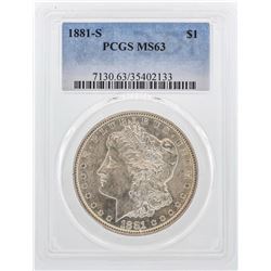 1881-S $1 Morgan Silver Dollar Coin PCGS MS63