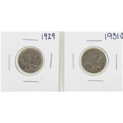 Lot of 1929 & 1931-S Buffalo Nickel Coins