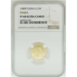 1989P China 10 Yuan Panda Gold Coin NGC PF68 Ultra Cameo