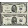 Image 1 : Lot of (2) Consecutive 1953B $5 Silver Certificate Notes Gem Uncirculated