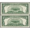 Image 2 : Lot of (2) Consecutive 1953B $5 Silver Certificate Notes Gem Uncirculated