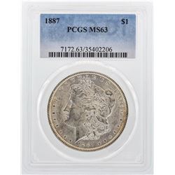 1887 $1 Morgan Silver Dollar Coin PCGS MS63