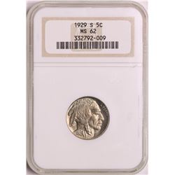 1929-S Buffalo Nickel Coin NGC MS62 Old Holder