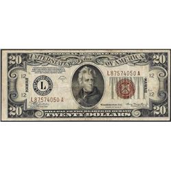 1934A $20 Federal Reserve WWII Emergency Hawaii Note