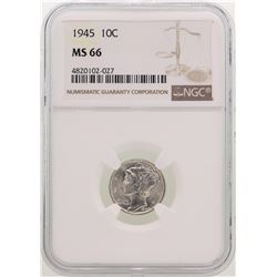 1945 Mercury Dime Coin NGC MS66
