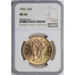 1903 $20 Liberty Head Double Eagle Gold Coin NGC MS65