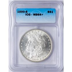1890-S $1 Morgan Silver Dollar Coin ICG MS64+