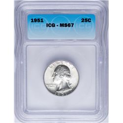 1951 Washington Quarter Coin ICG MS67