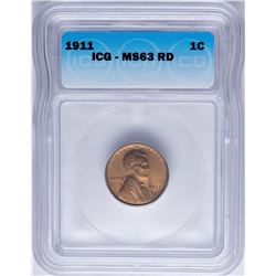 1911 Lincoln Wheat Cent Coin ICG MS63RD