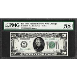 1928 $20 Federal Reserve Note Fr.2050-G PMG Choice About Uncirculated 58EPQ