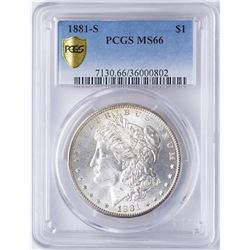 1881-S $1 Morgan Silver Dollar Coin PCGS MS66