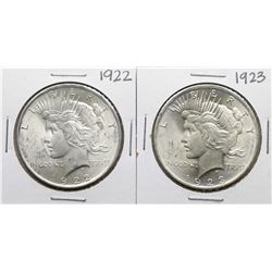 Lot of 1922-1923 $1 Peace Silver Dollar Coins
