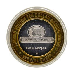 .999 Silver Stockmen's Elko, Nevada $10 Limited Edition Casino Gaming Token