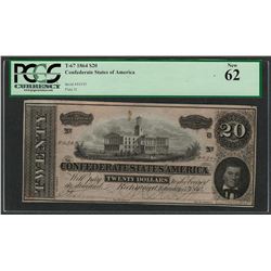 1864 $20 Confederate States of America Note T-67 PCGS New 62