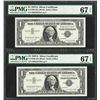 Image 1 : Lot of (2) Consecutive 1957A $1 Silver Certificate Notes PMG Superb Gem Unc 67EP