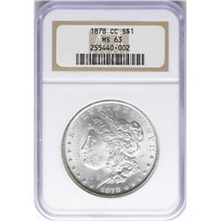 1878-CC $1 Morgan Silver Dollar Coin NGC MS63