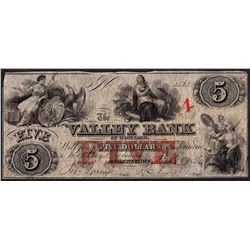 1856 $5 The Valley Bank of Maryland Obsolete Note