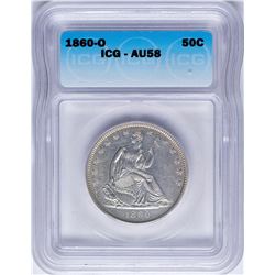 1860-O Seated Liberty Half Dollar Coin ICG AU58